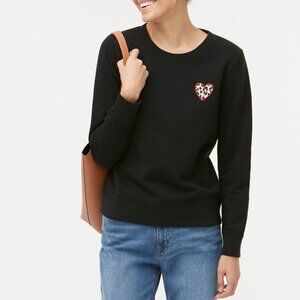 J Crew Cotton Terry Heart Patch Sweatshirt